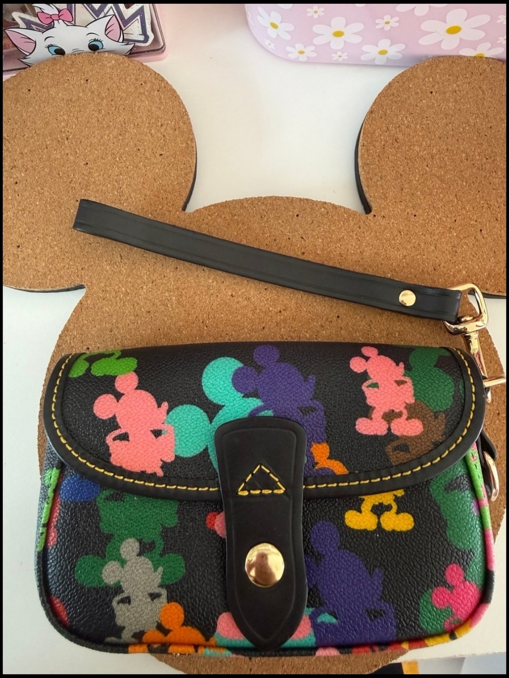 Dooney And Bourke Multicolor Mickey Print Crossbody Wristlet -